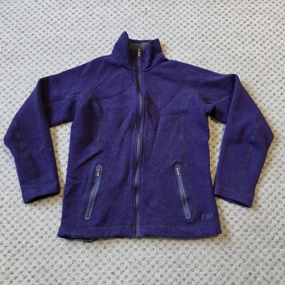 Outdoor research wool blend fleece sweater jacket